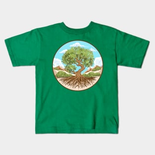 Olive tree Peace symbol in a free Palestine Land Kids T-Shirt